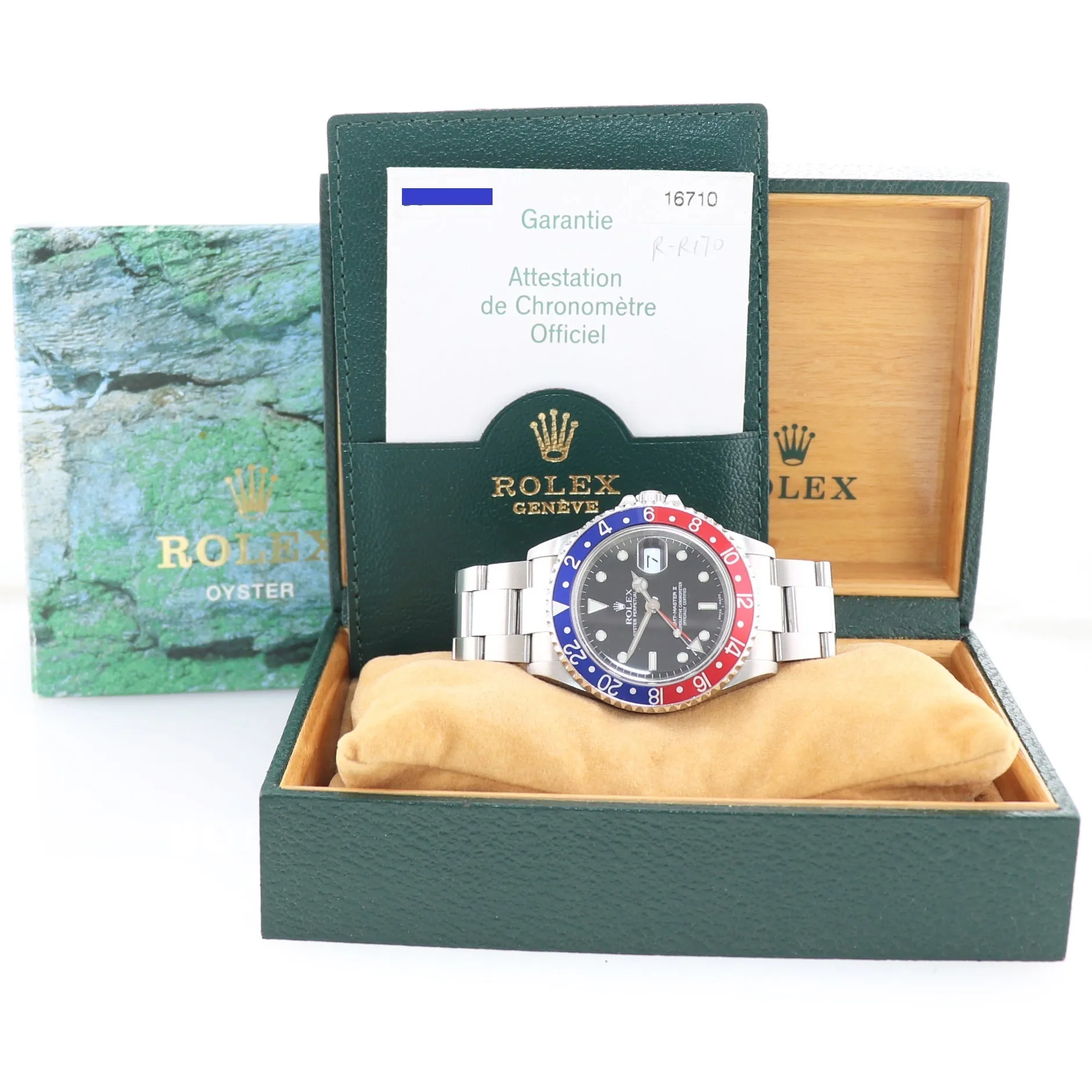 MINT 2004 PAPERS Rolex GMT-Master 2 Pepsi Blue Red Steel  BLRO 16710 40mm Watch