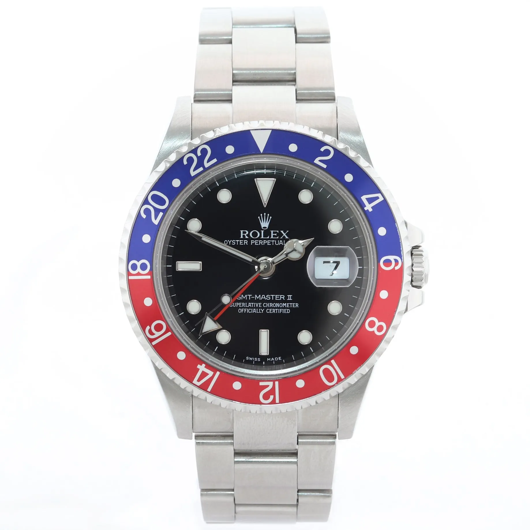 MINT 2004 PAPERS Rolex GMT-Master 2 Pepsi Blue Red Steel  BLRO 16710 40mm Watch
