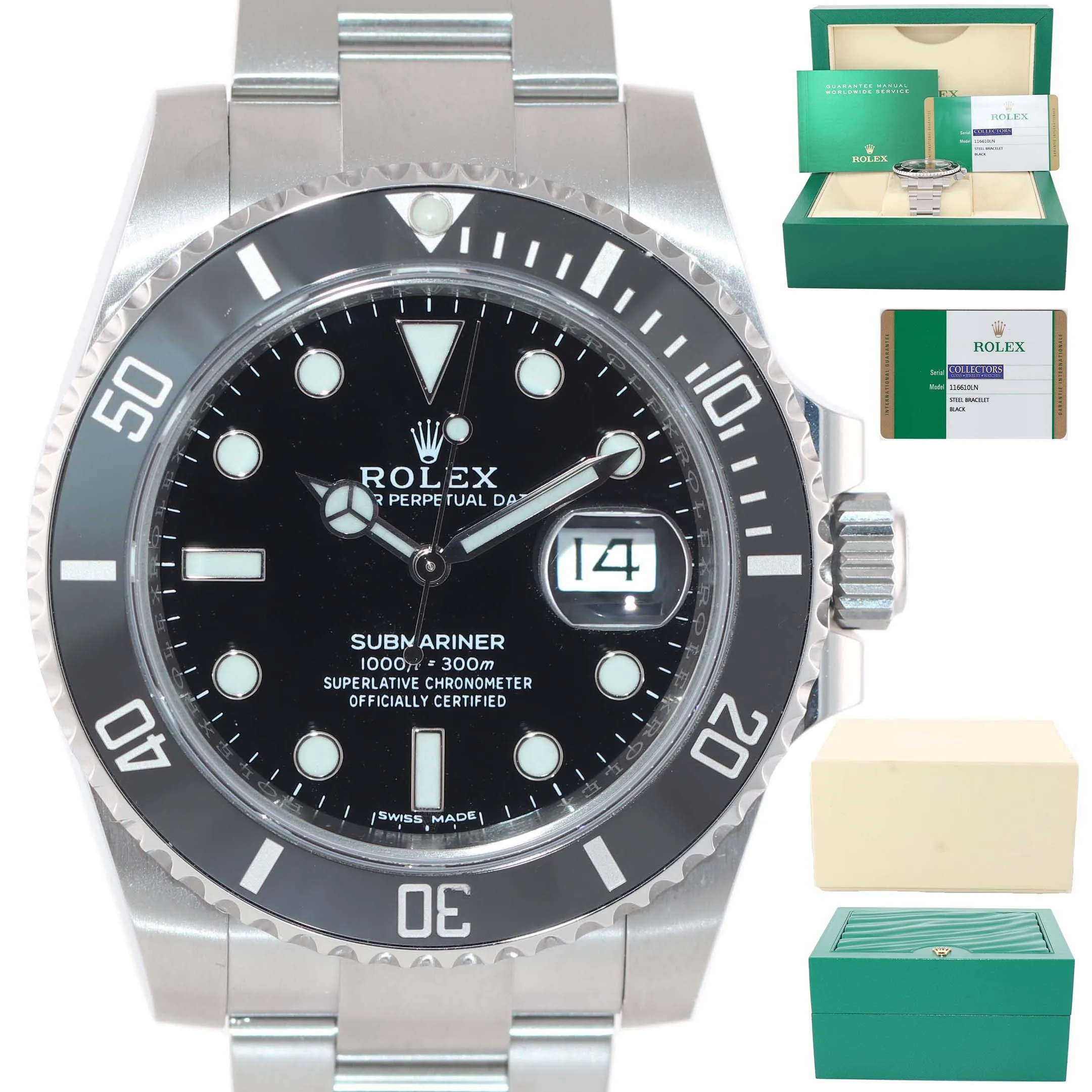 MINT 2017 PAPERS Mint Rolex Submariner Date 116610 Steel Black Ceramic Watch