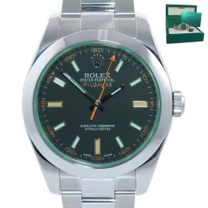 MINT 2019 Rolex Milgauss Green Anniversary 116400 GV Steel Black Green Watch Box