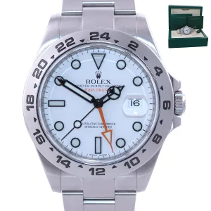 MINT 2020 Rolex Explorer II 42mm Polar 216570 White Steel Oyster GMT Watch Box