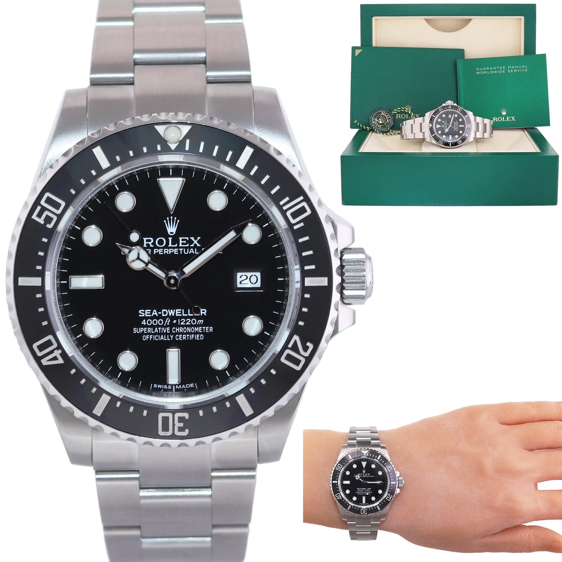 MINT Rolex 116600 Seadweller SDK4 4000 Steel Black 40m Ceramic Dive Watch Box