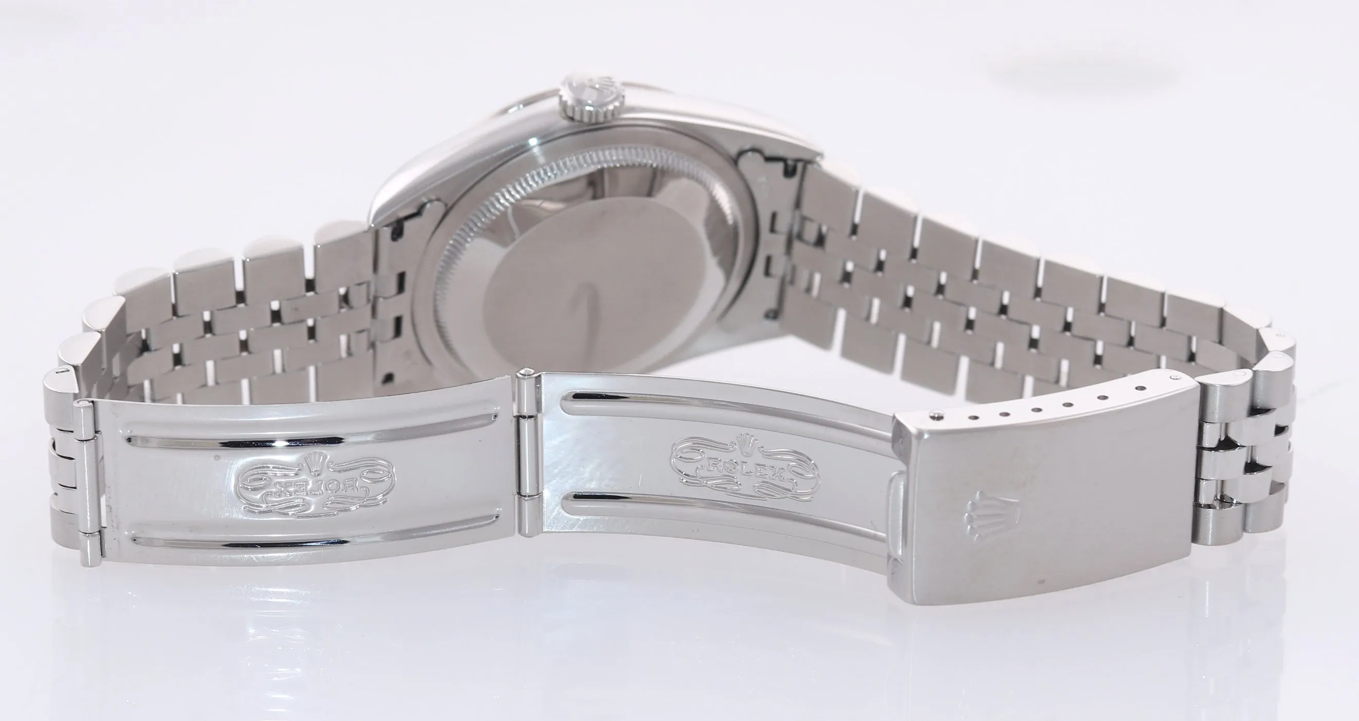 MINT Rolex DateJust 36mm 16234 Steel Silver Stick Jubilee 18k Fluted Watch Box