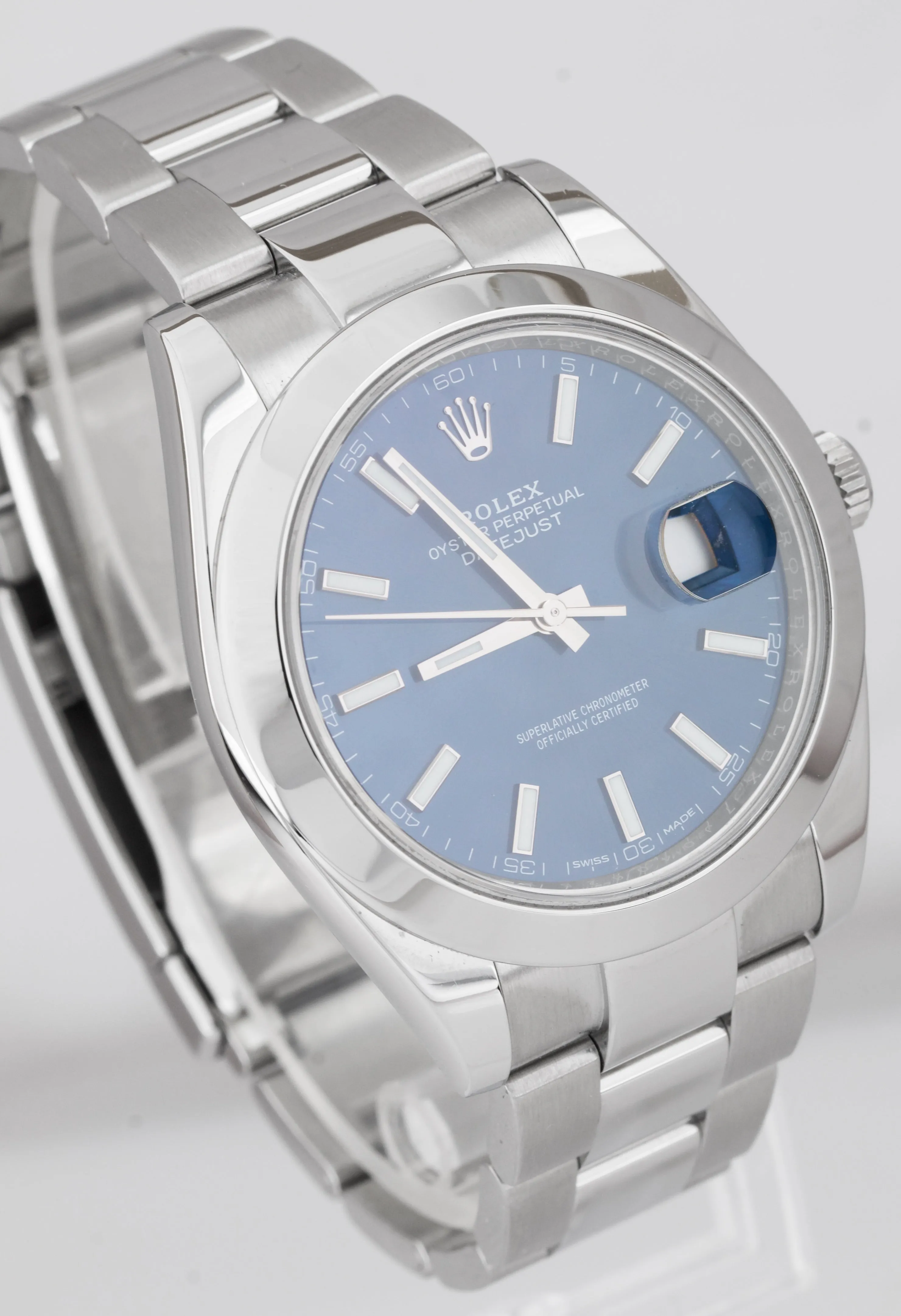 MINT Rolex DateJust II Blue Smooth Stainless Steel 41mm Oyster Watch 116300