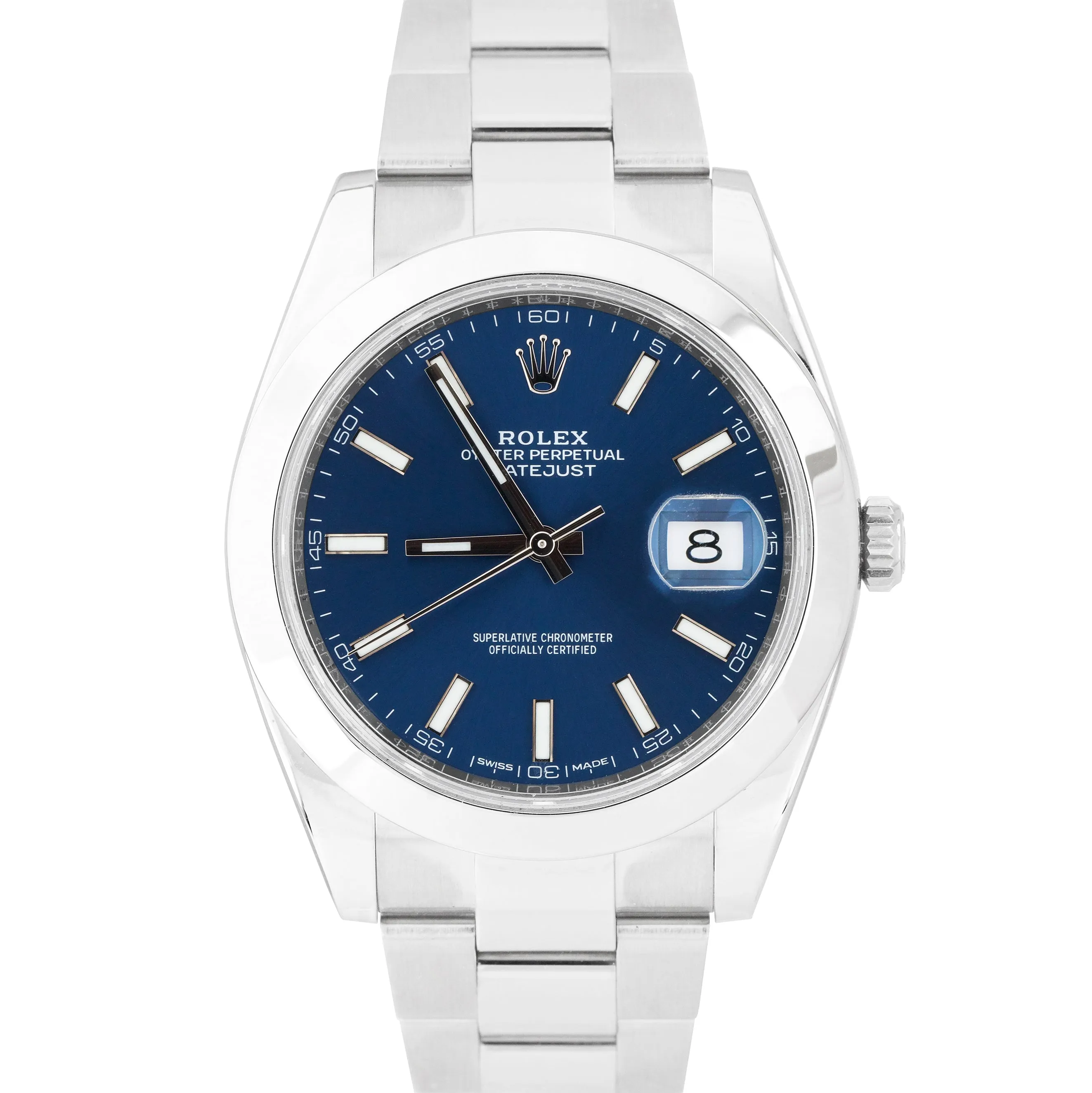 MINT Rolex DateJust II Blue Smooth Stainless Steel 41mm Oyster Watch 116300