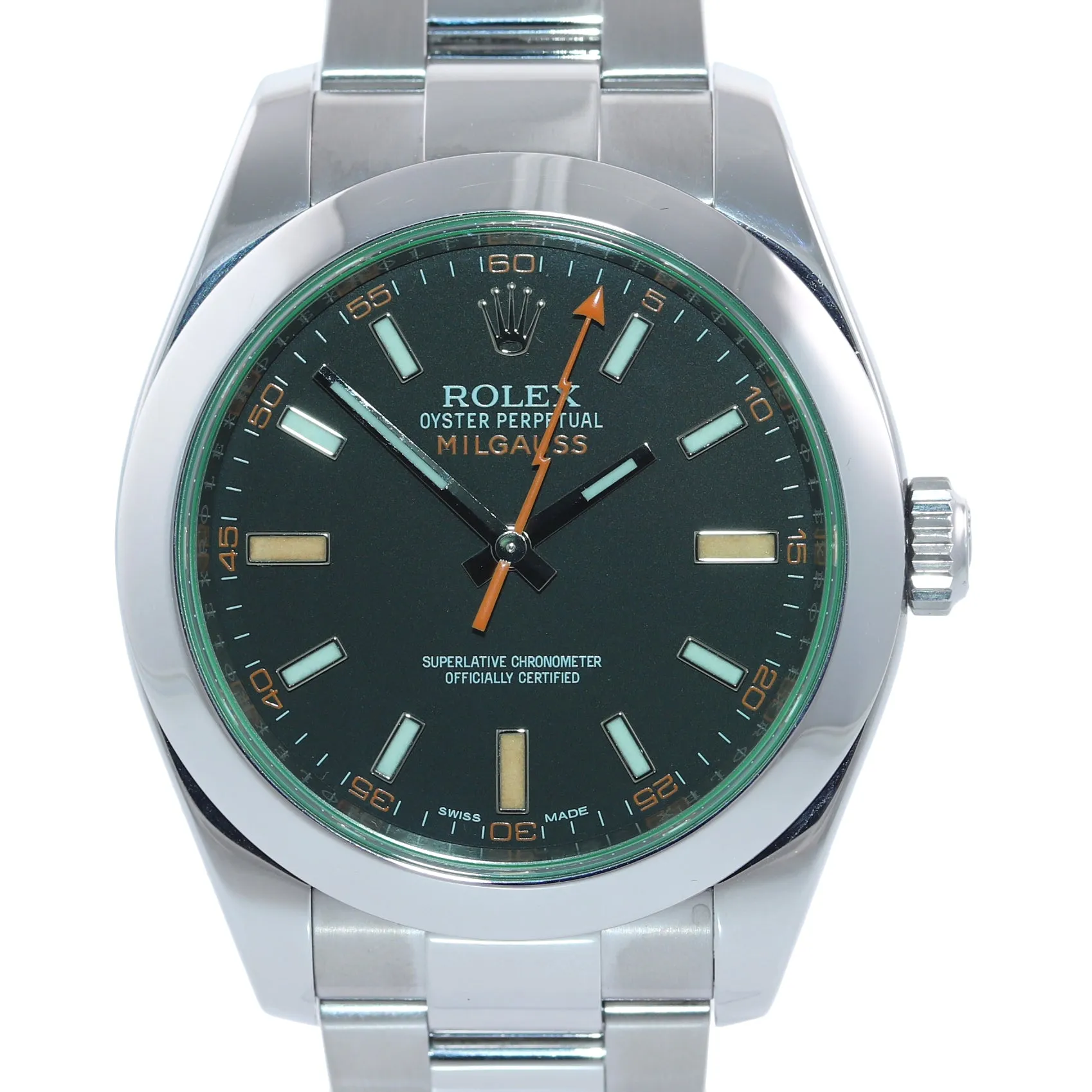 MINT Rolex Milgauss 116400 Stainless Steel Black Dial 40mm Watch and Box