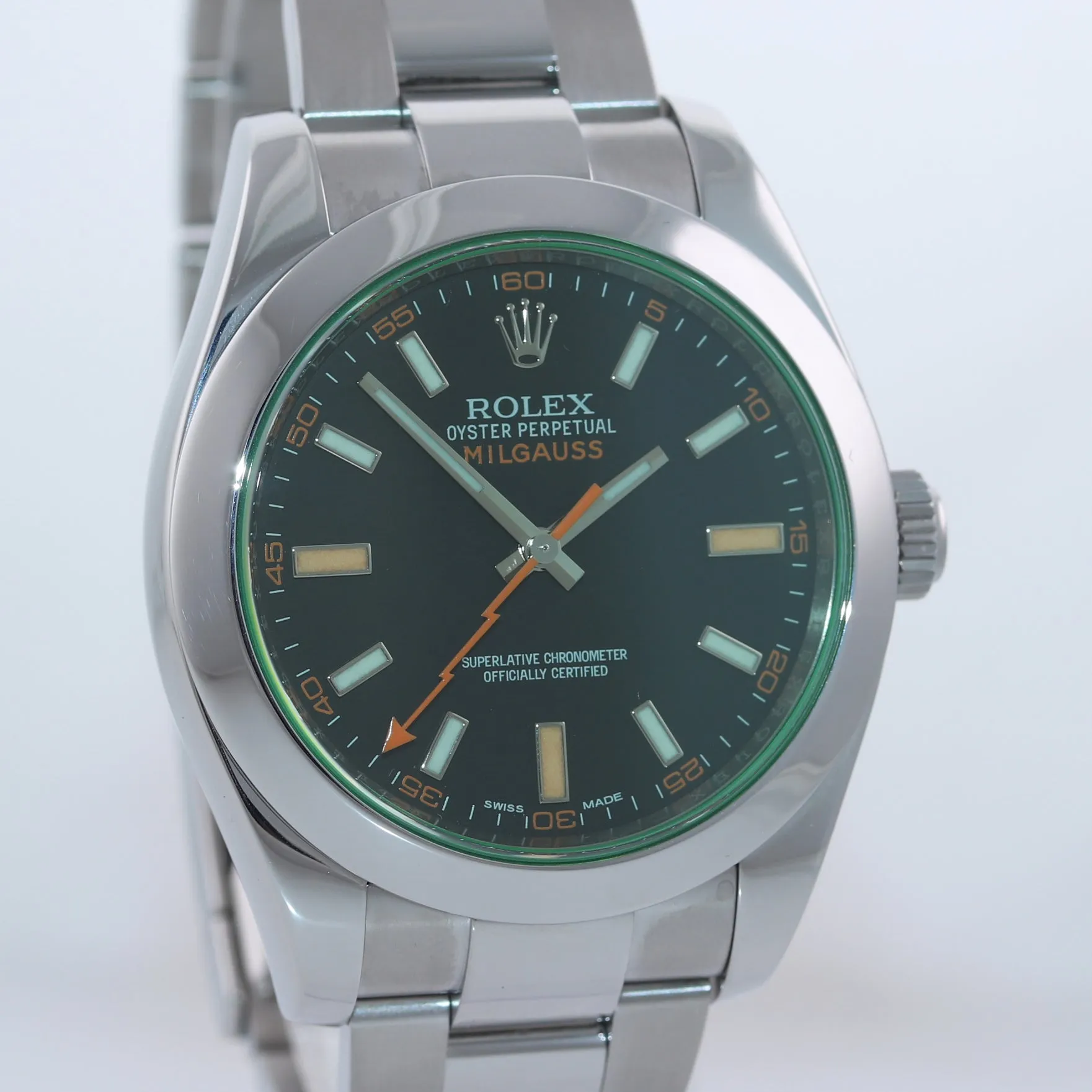 MINT Rolex Milgauss 116400 Stainless Steel Black Dial 40mm Watch and Box