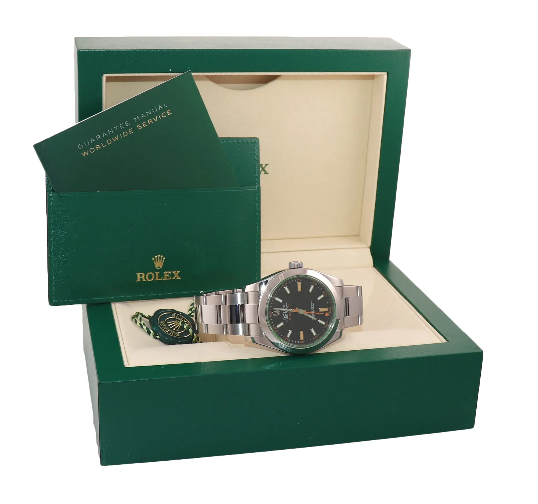 MINT Rolex Milgauss 116400 Stainless Steel Black Dial 40mm Watch and Box