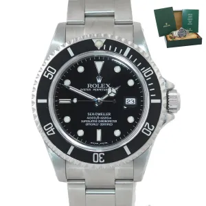 MINT Rolex Sea-Dweller Steel Date 16600 40mm Date Black Diver Watch Box