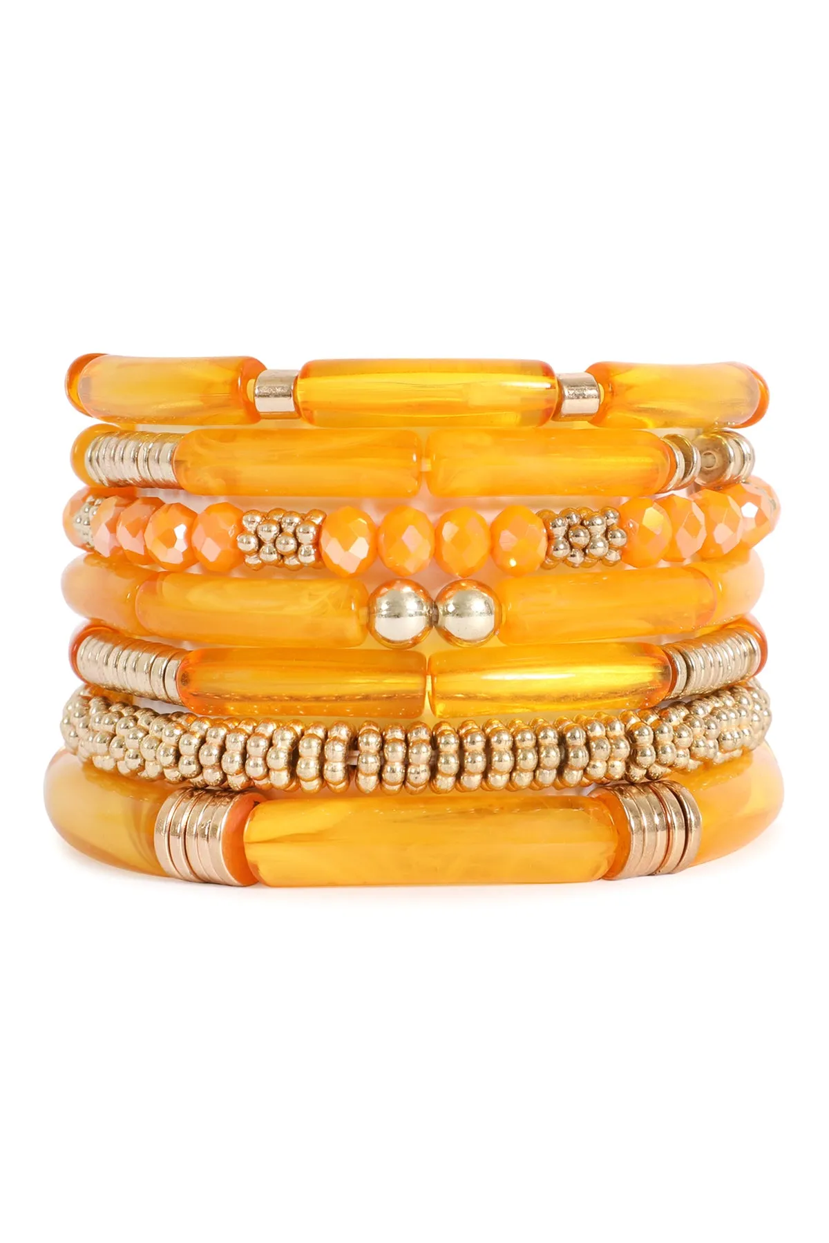 MIX BEADS, TUBULAR, CCB, RONDELLE STRETCH STACKABLE BRACELET