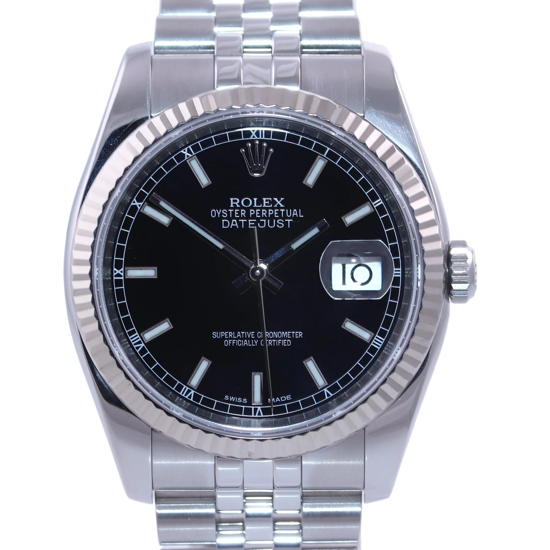 MODERN 2016 Rolex DateJust Steel Black Dial 116234 36mm Super Jubilee Watch Box