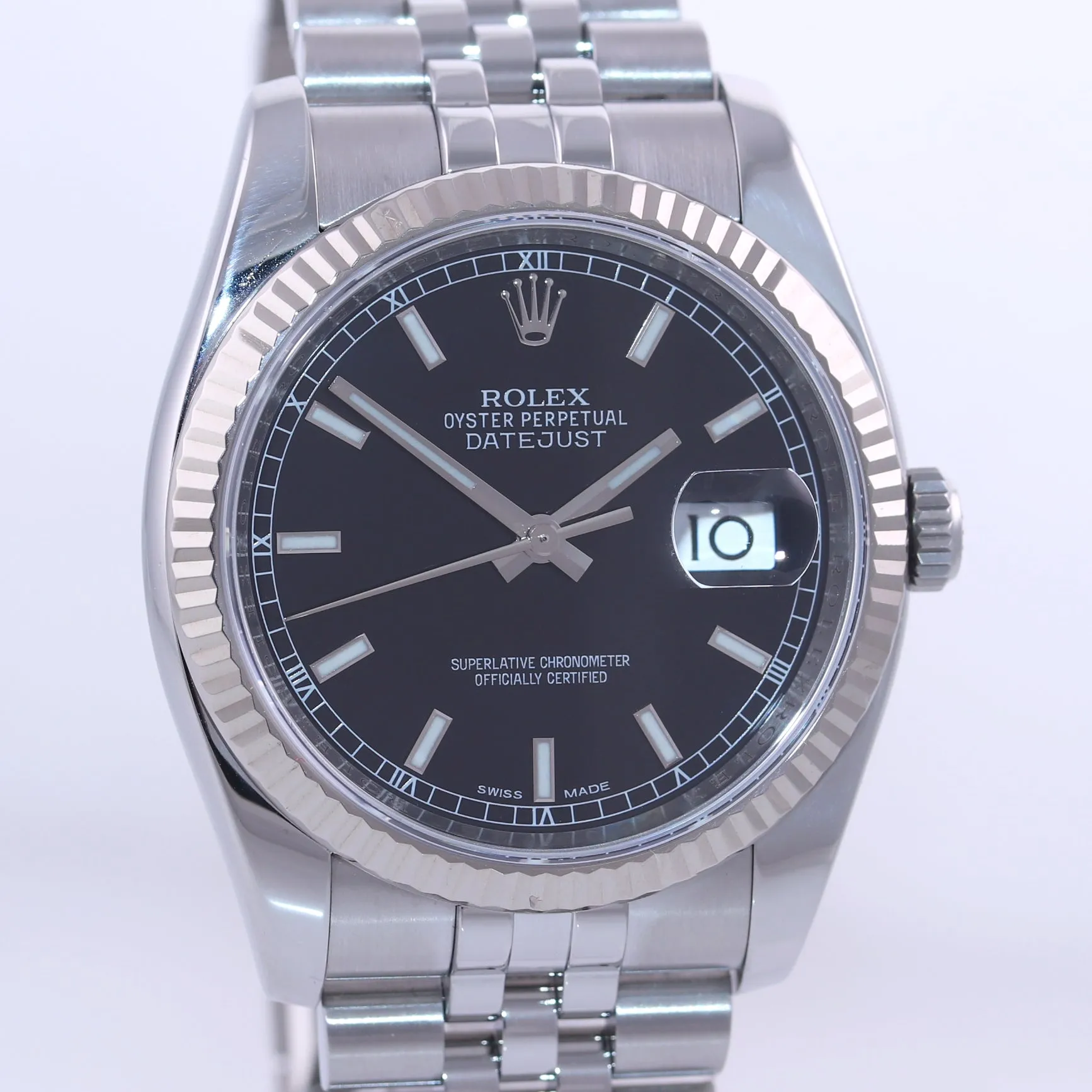 MODERN 2016 Rolex DateJust Steel Black Dial 116234 36mm Super Jubilee Watch Box