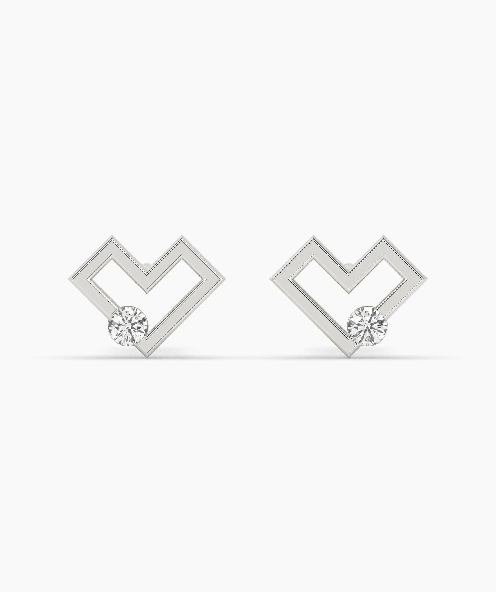Modern Heart Stud Earrings