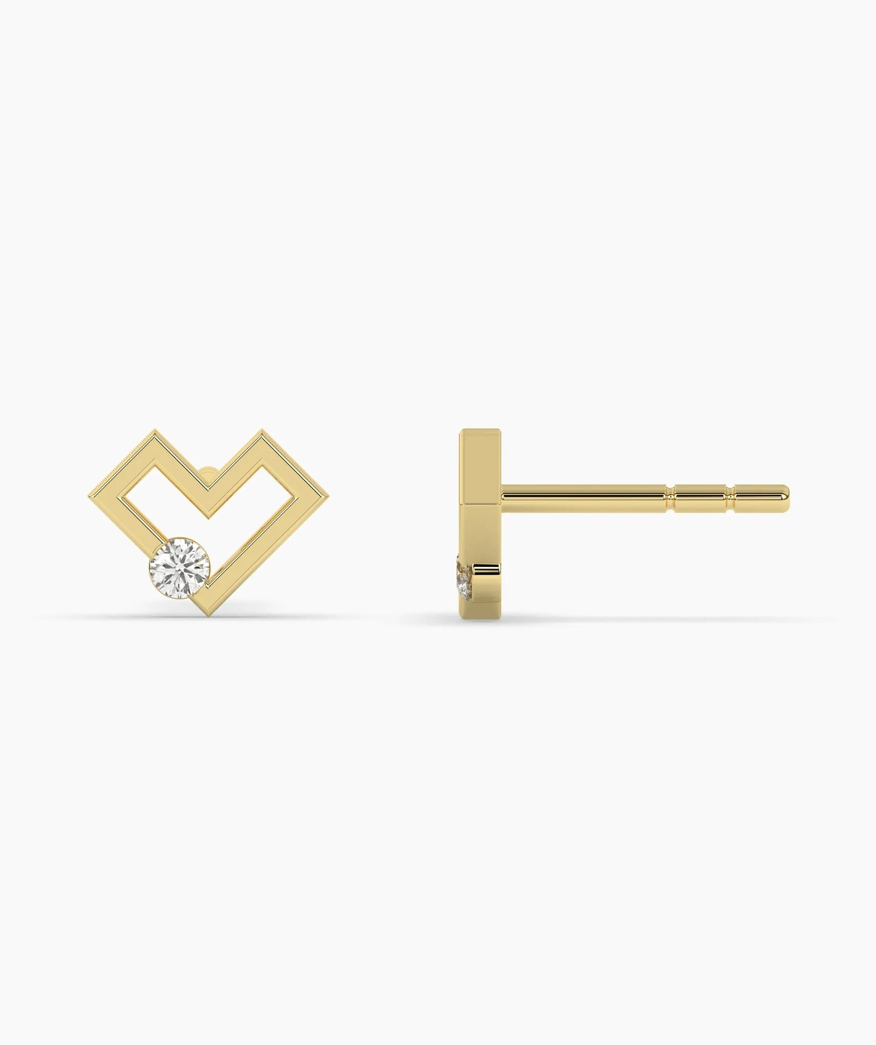 Modern Heart Stud Earrings