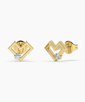 Modern Heart Stud Earrings