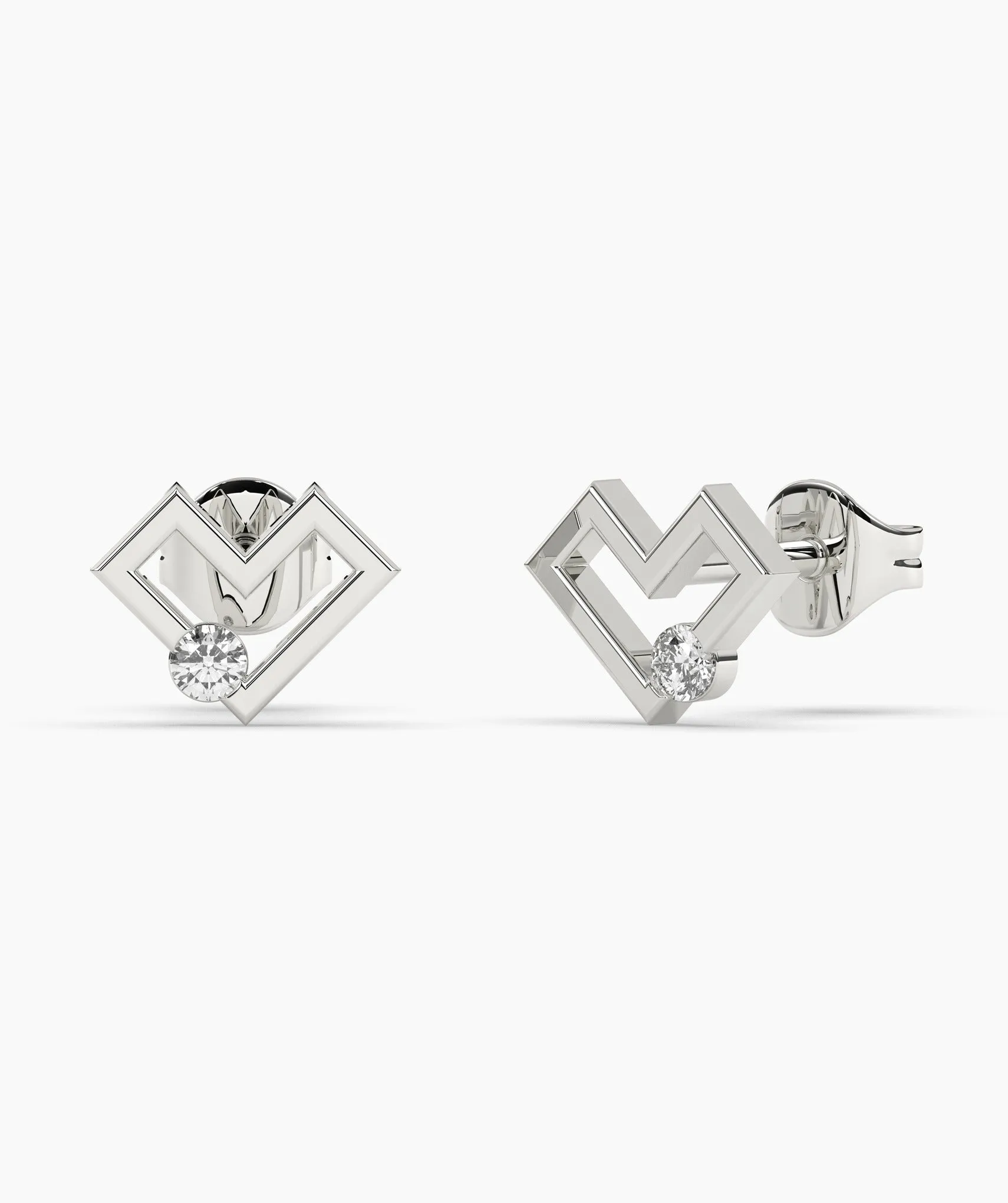 Modern Heart Stud Earrings