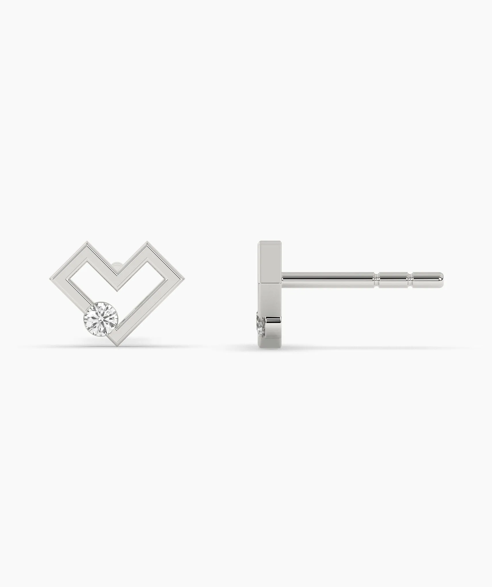 Modern Heart Stud Earrings