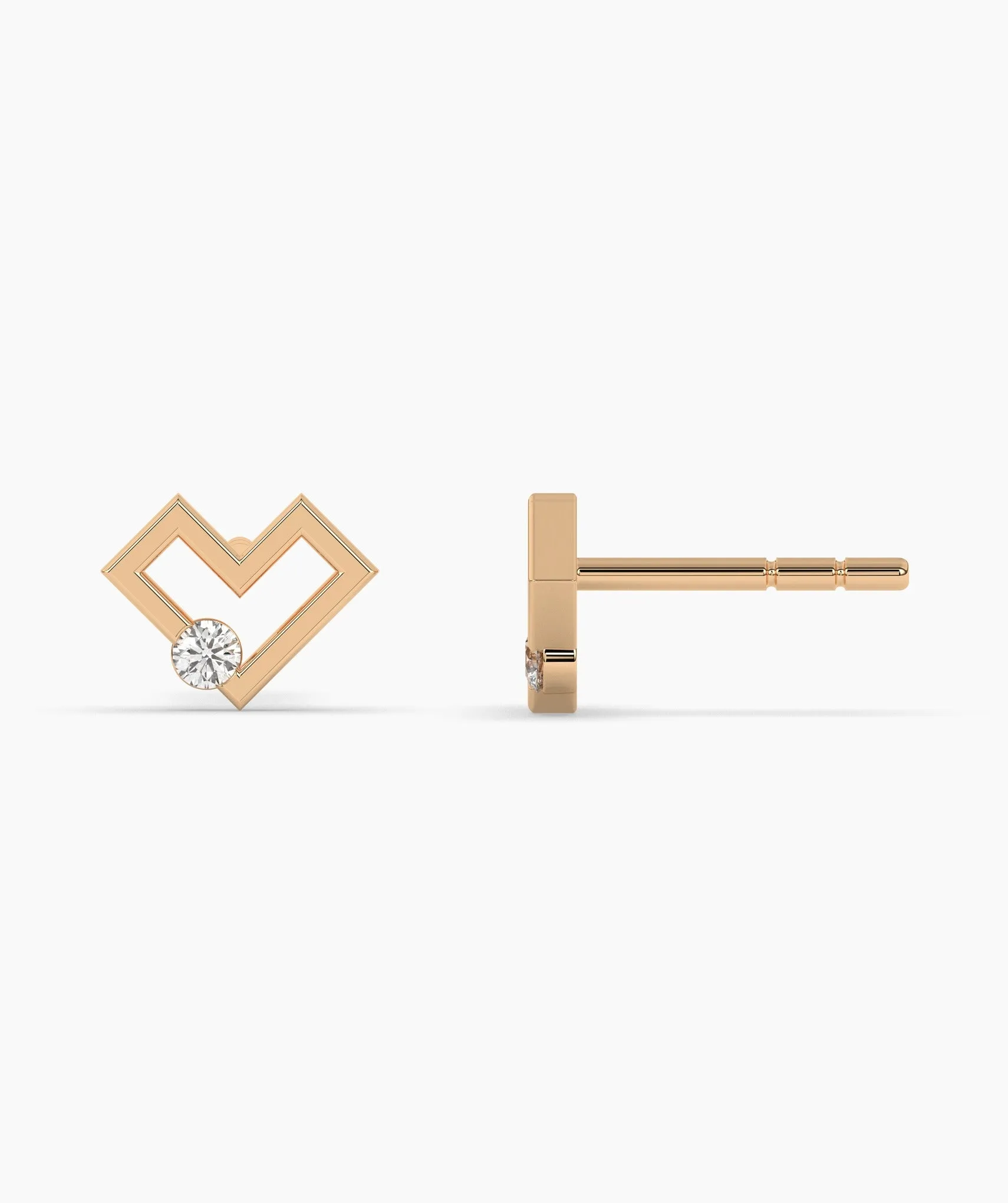 Modern Heart Stud Earrings