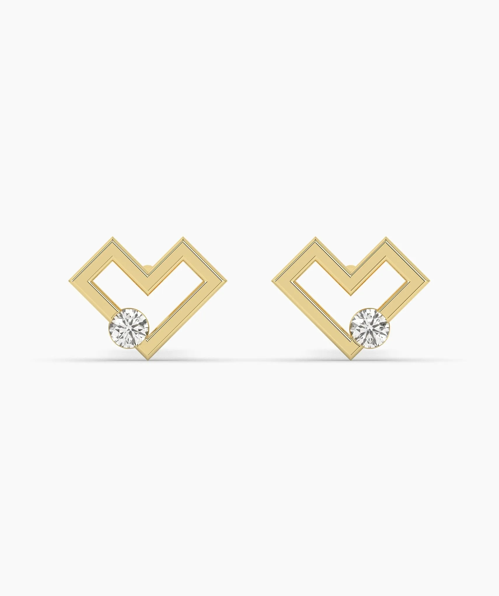 Modern Heart Stud Earrings