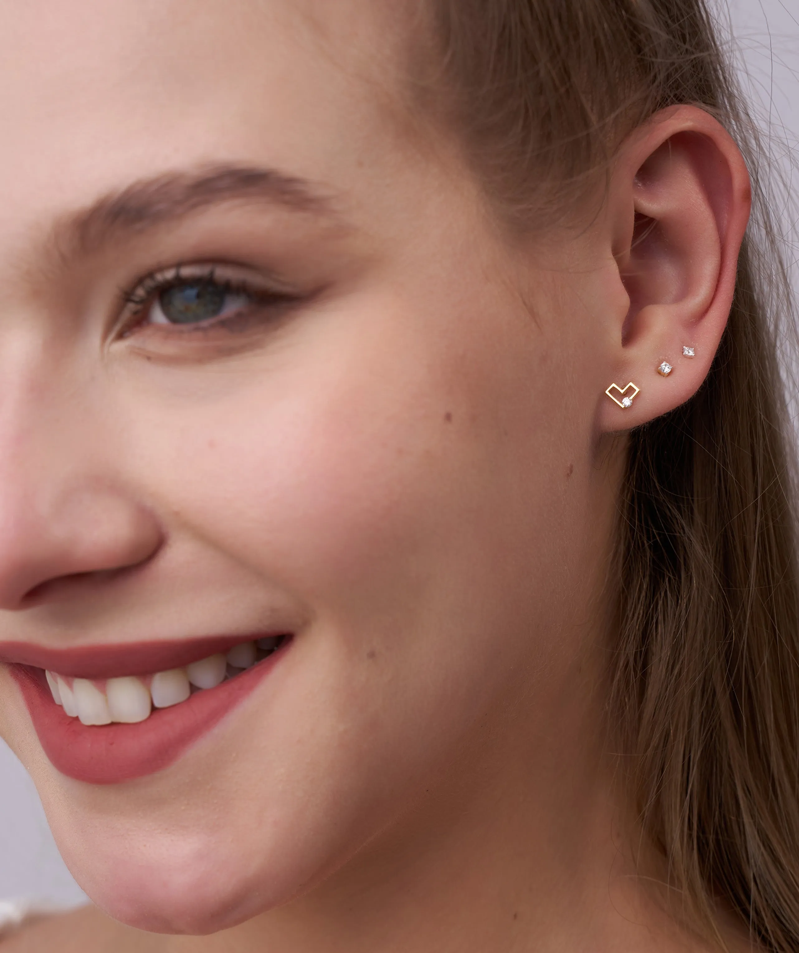 Modern Heart Stud Earrings