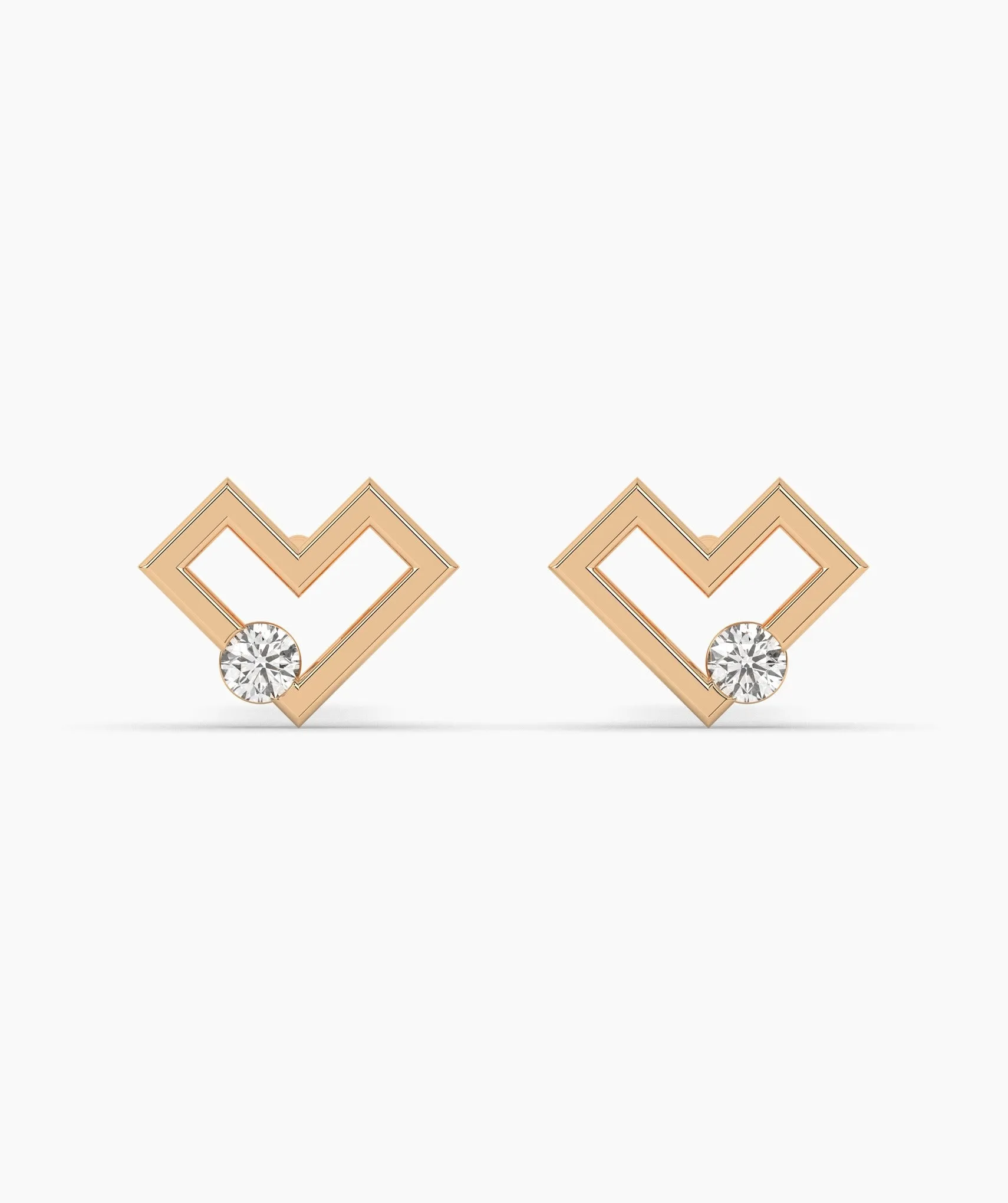 Modern Heart Stud Earrings