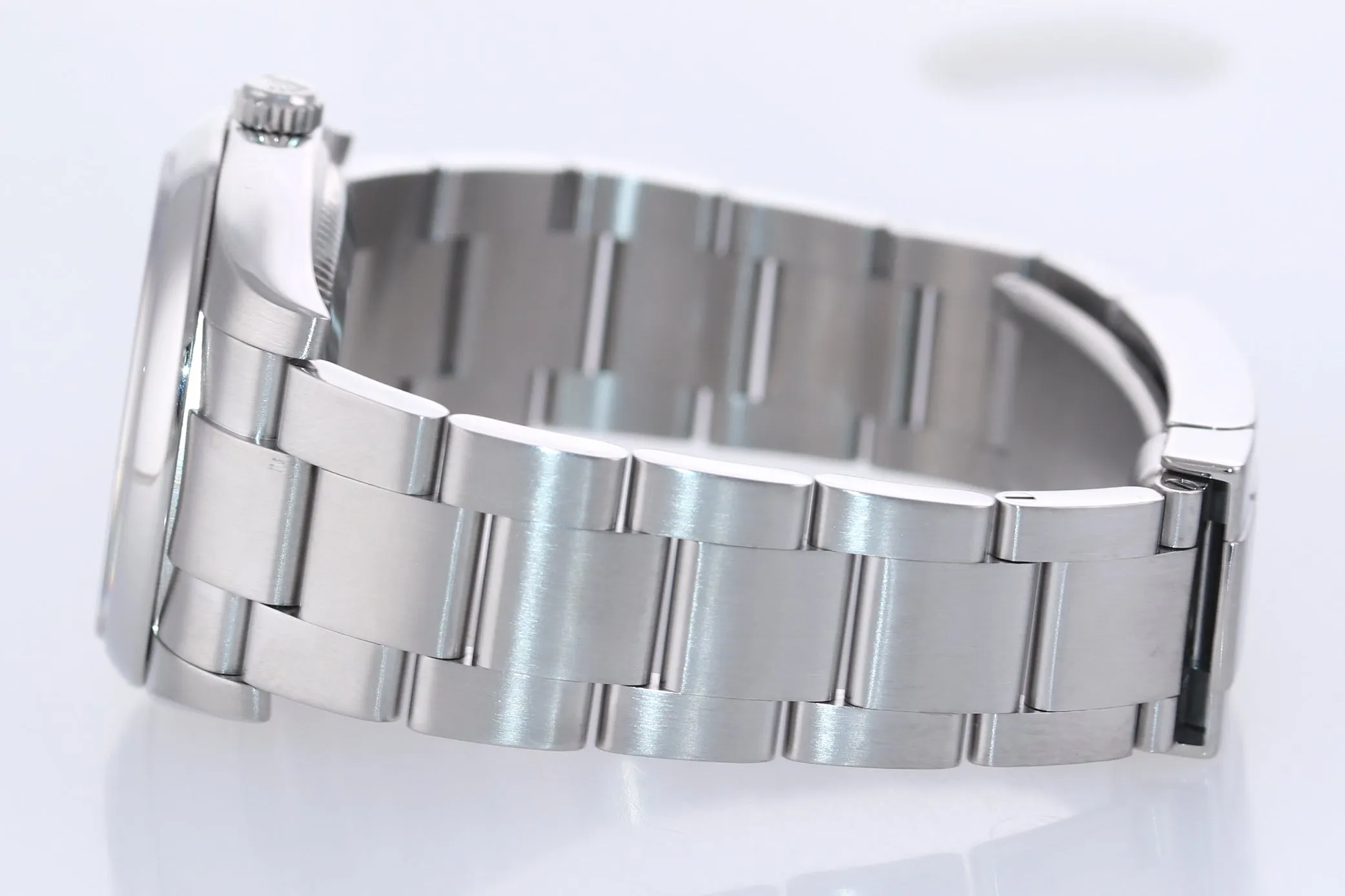 MODERN Rolex Oyster Perpetual Airking Blue Concentric Arabic 114200 Steel Watch