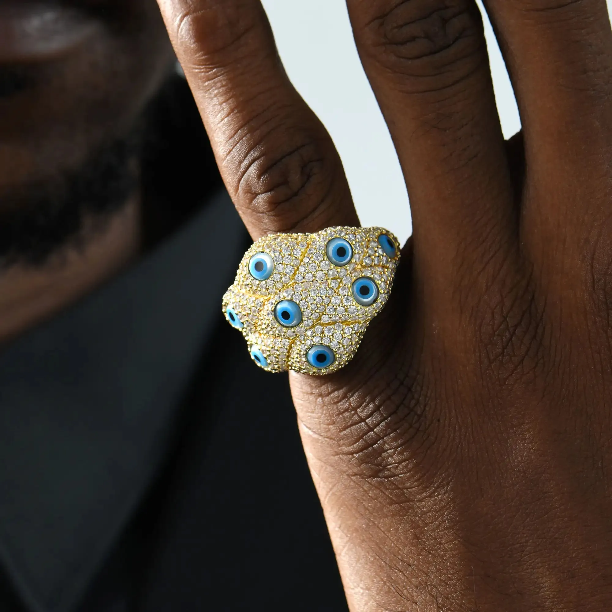 Moissanite Nazar Aegis Ring - Large