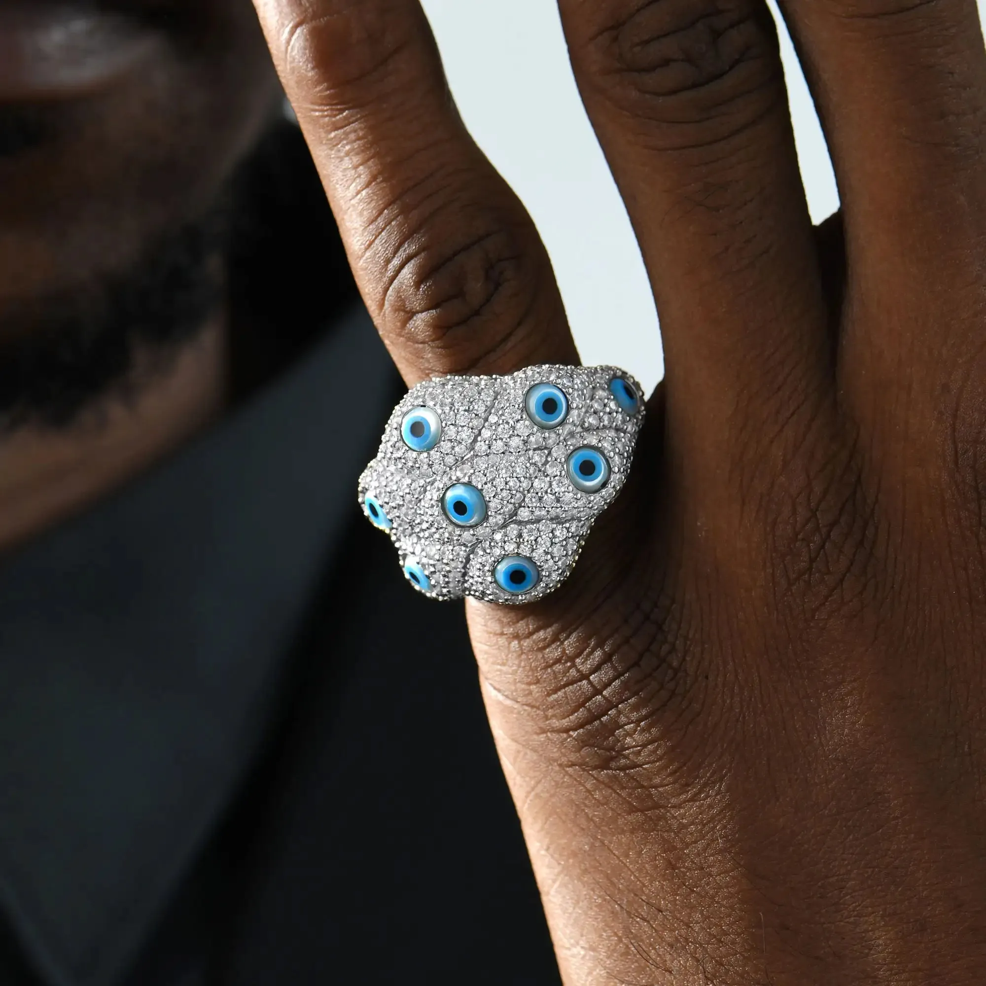 Moissanite Nazar Aegis Ring - Large