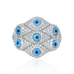 Moissanite Nazar Aegis Ring - Large