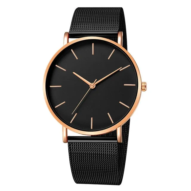 Montre Femme Modern Fashion Reloj Mujer Black Quartz Watch Women Mesh Stainless Steel Bracelet Casual Wrist Watch for Woman
