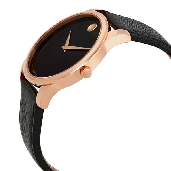 Movado Museum Classic Black Leather Black Dial Quartz Watch for Gents - 607060