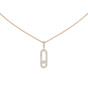 Move Uno 18K Rose Gold Large Model Diamond Pavé Necklace