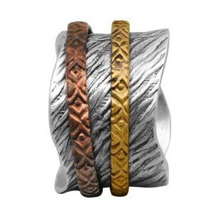 Multi Banded Engraved Spinner Ring