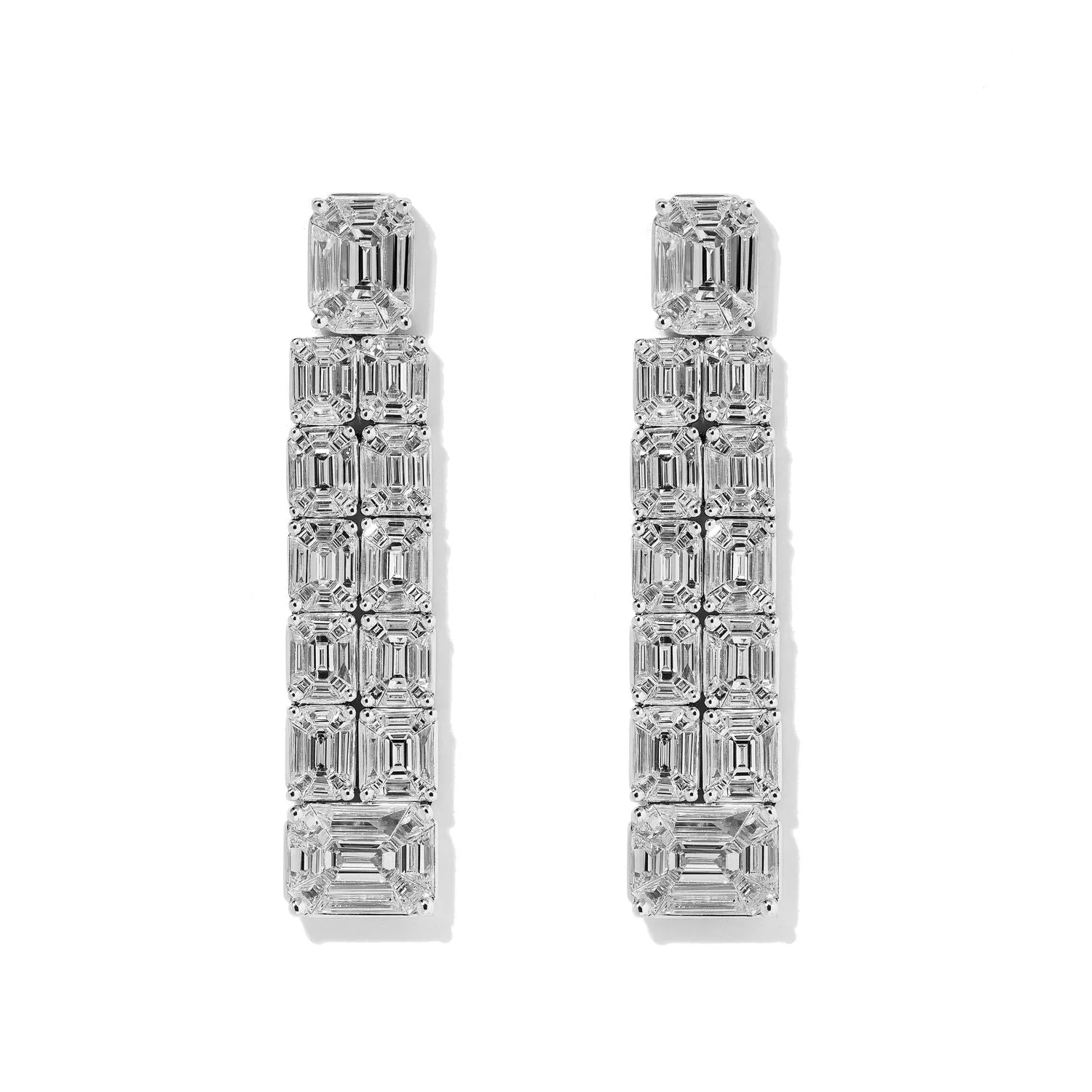 Multi-Illusion Diamond Dangling Earrings