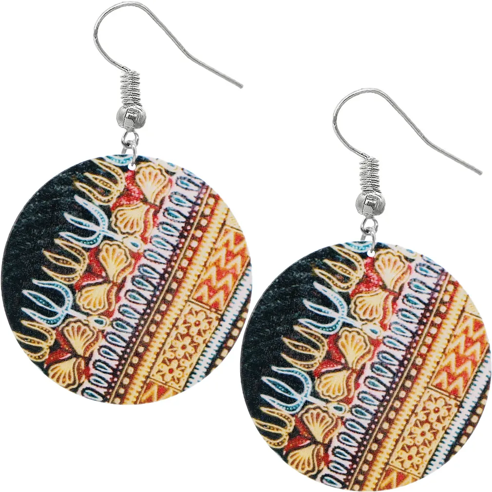 Multicolor Boho Wooden Dangle Earrings
