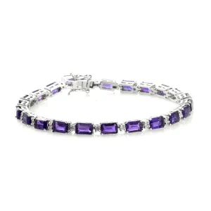 Natural Amethyst 925 Sterling Silver Tennis Bracelet Jewelry