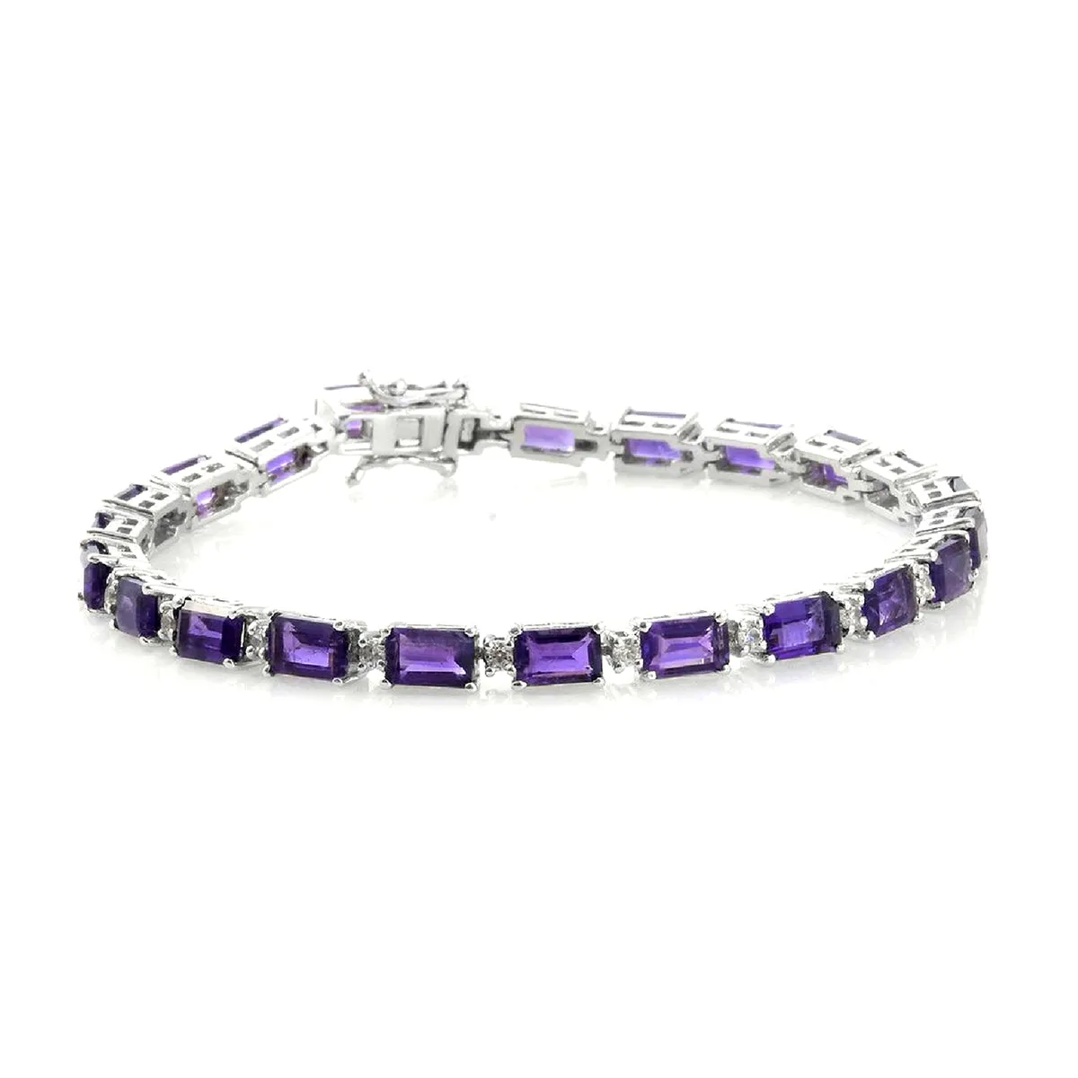 Natural Amethyst 925 Sterling Silver Tennis Bracelet Jewelry