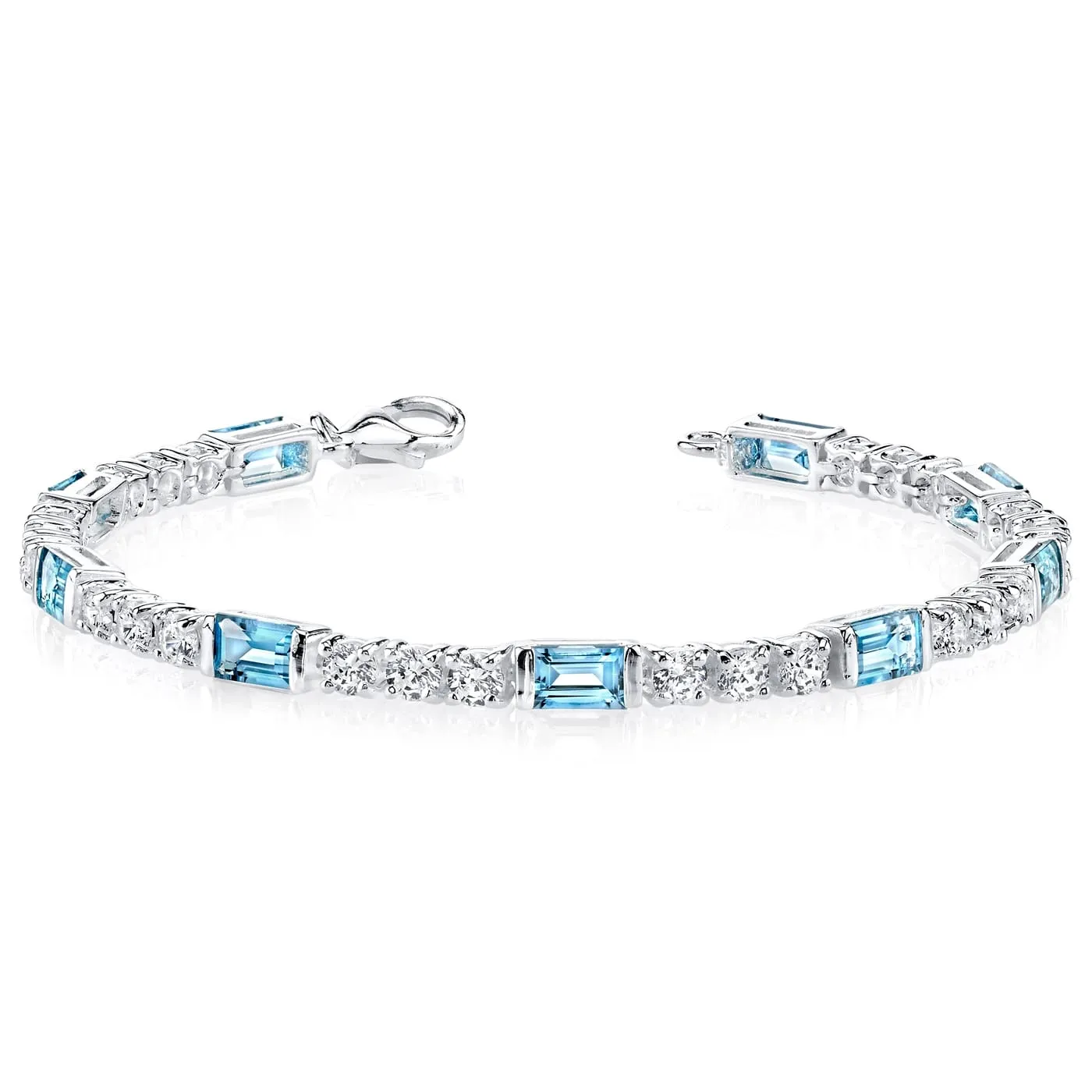 Natural Blue Topaz 925 Sterling Silver Tennis Bracelet Jewelry