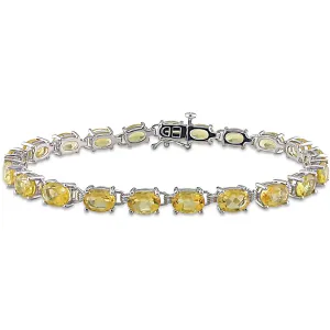 Natural Citrine 925 Sterling Silver Tennis Bracelet Jewelry