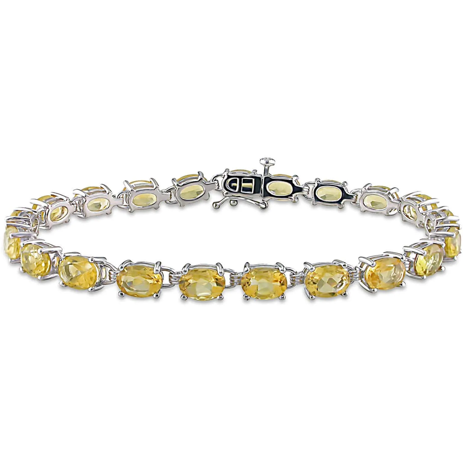 Natural Citrine 925 Sterling Silver Tennis Bracelet Jewelry
