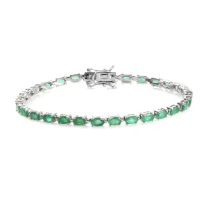 Natural Emerald 925 Sterling Silver Tennis Bracelet Jewelry