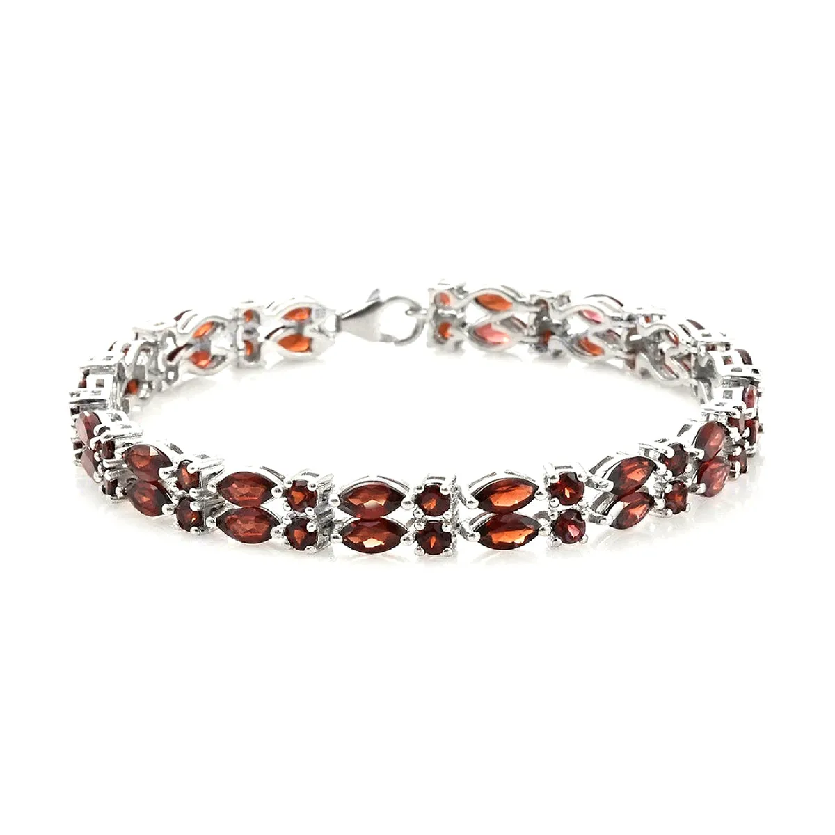 Natural Garnet 925 Sterling Silver Tennis Bracelet Jewelry