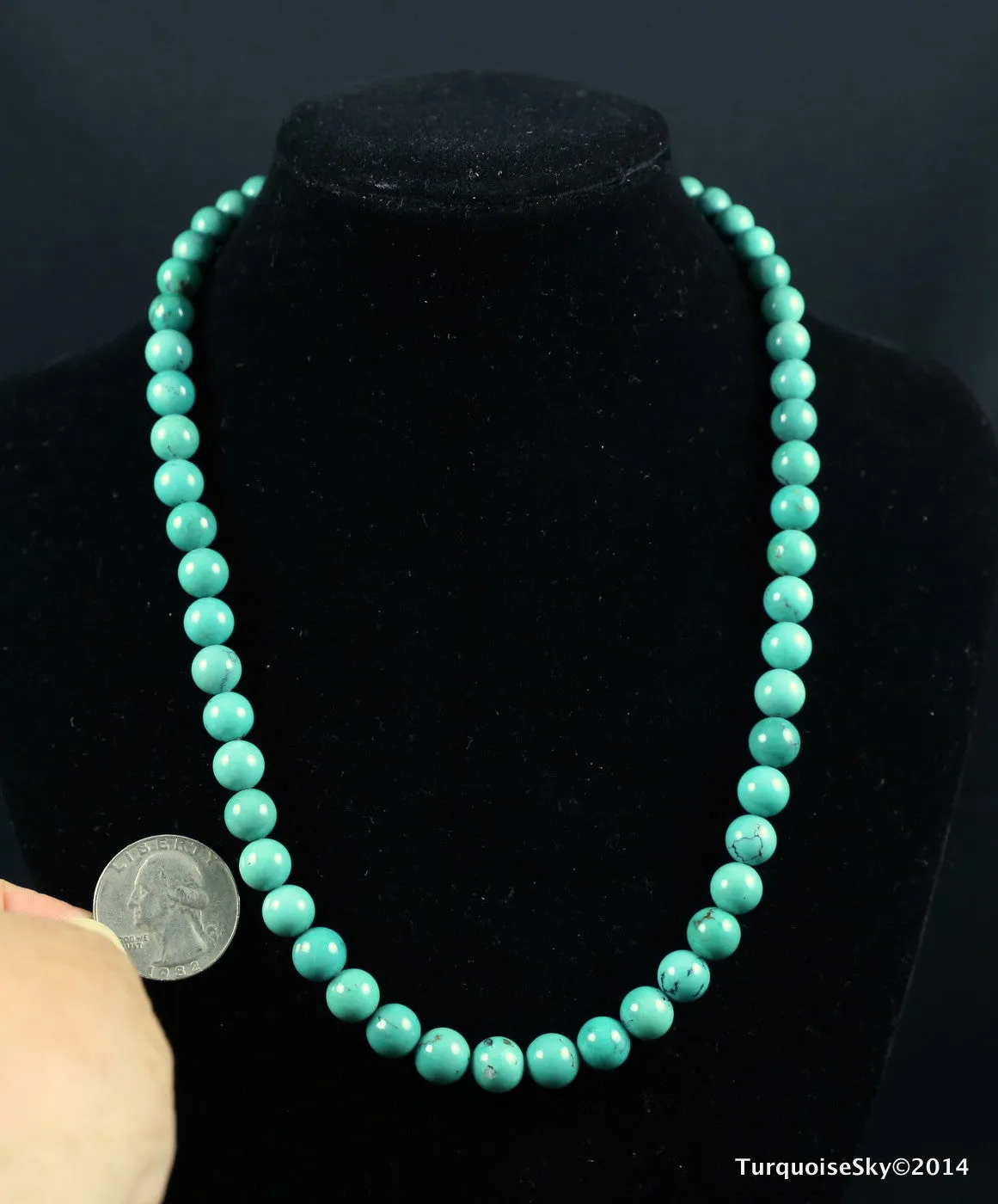 Natural turquoise beads necklace 17.4 inches