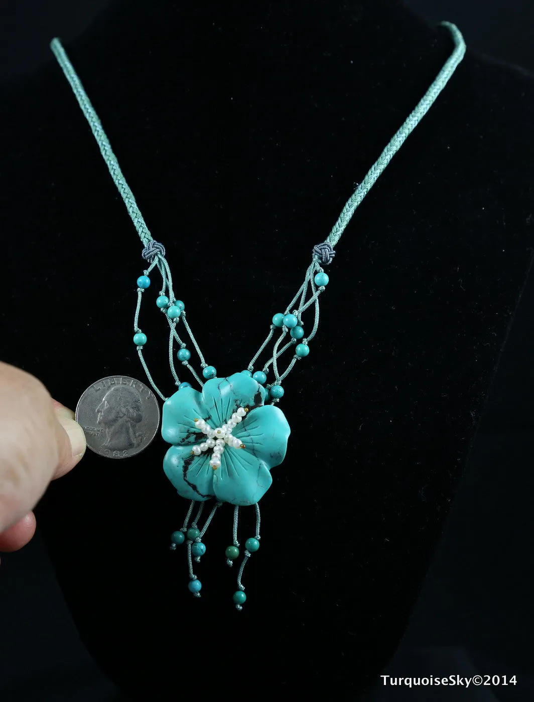 Natural turquoise necklace 20  inches
