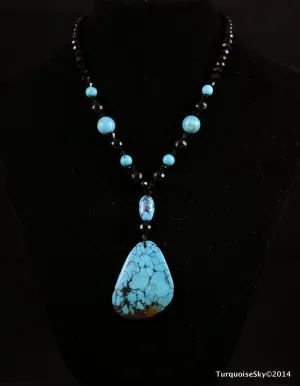 Natural turquoise necklace 26  inches