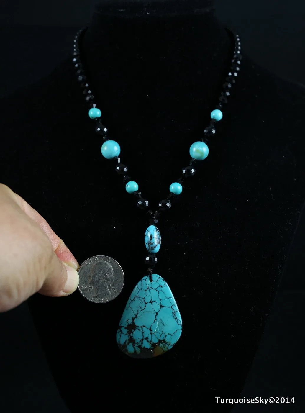 Natural turquoise necklace 26  inches