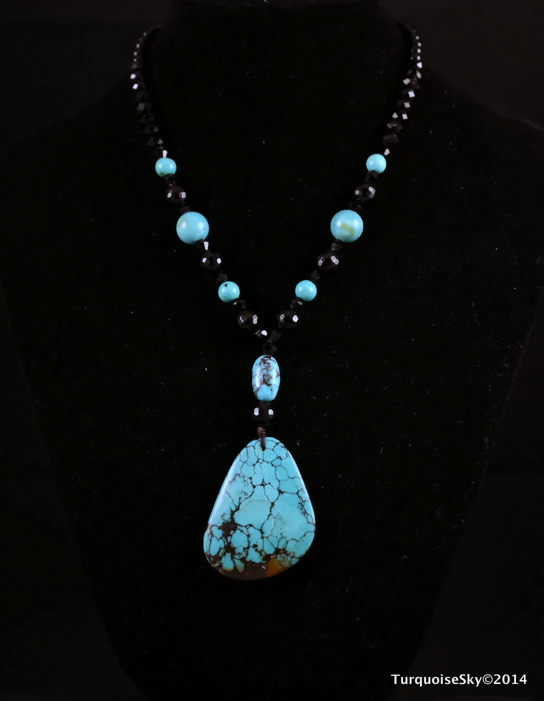 Natural turquoise necklace 26  inches