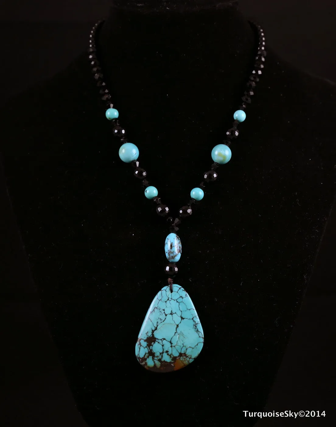 Natural turquoise necklace 26  inches