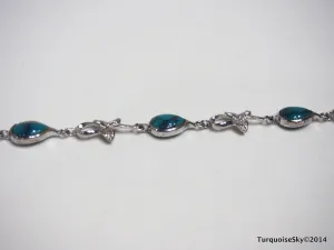 Natural turquoise silver bracelet 8.2 inches