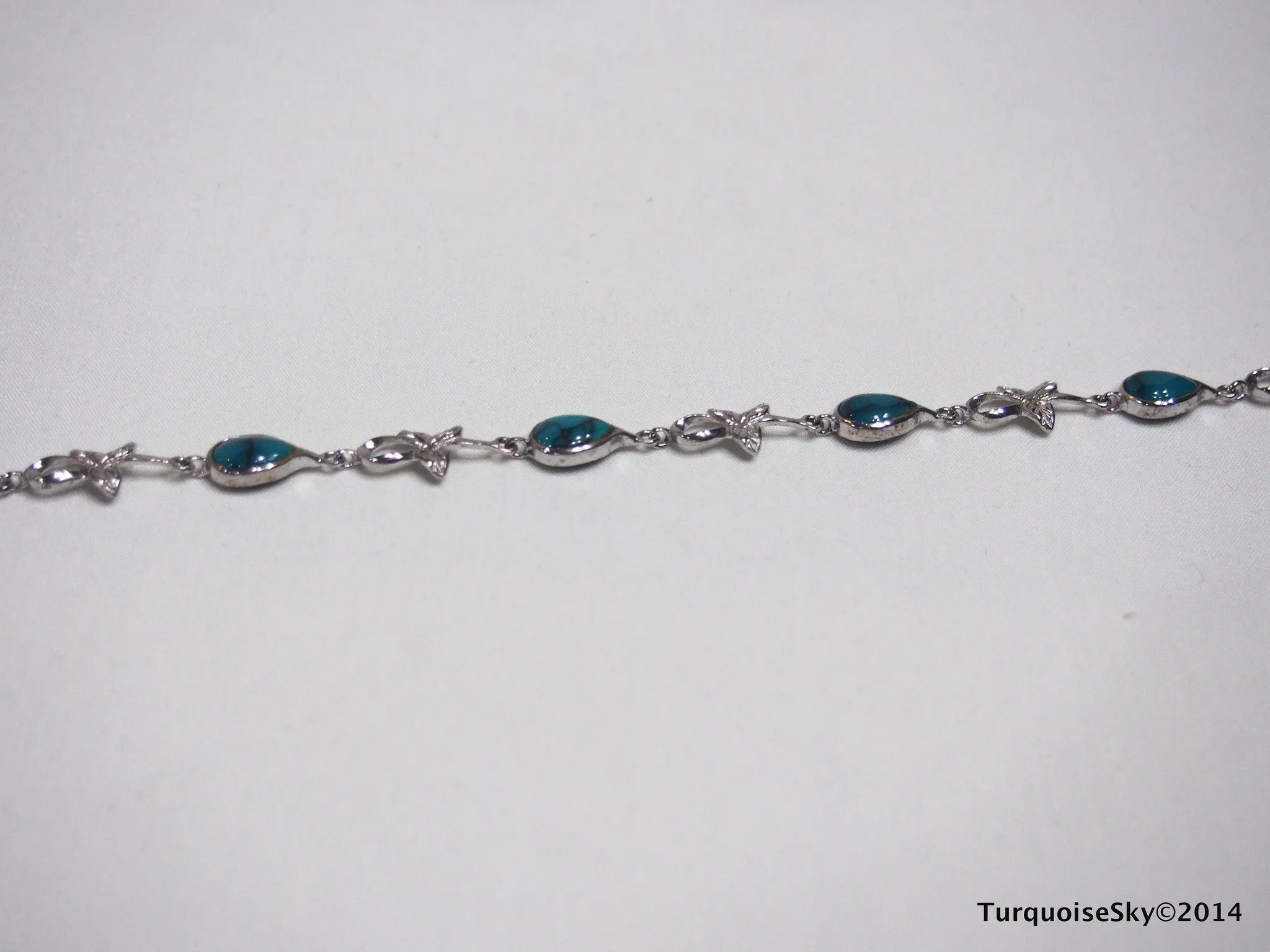 Natural turquoise silver bracelet 8.2 inches